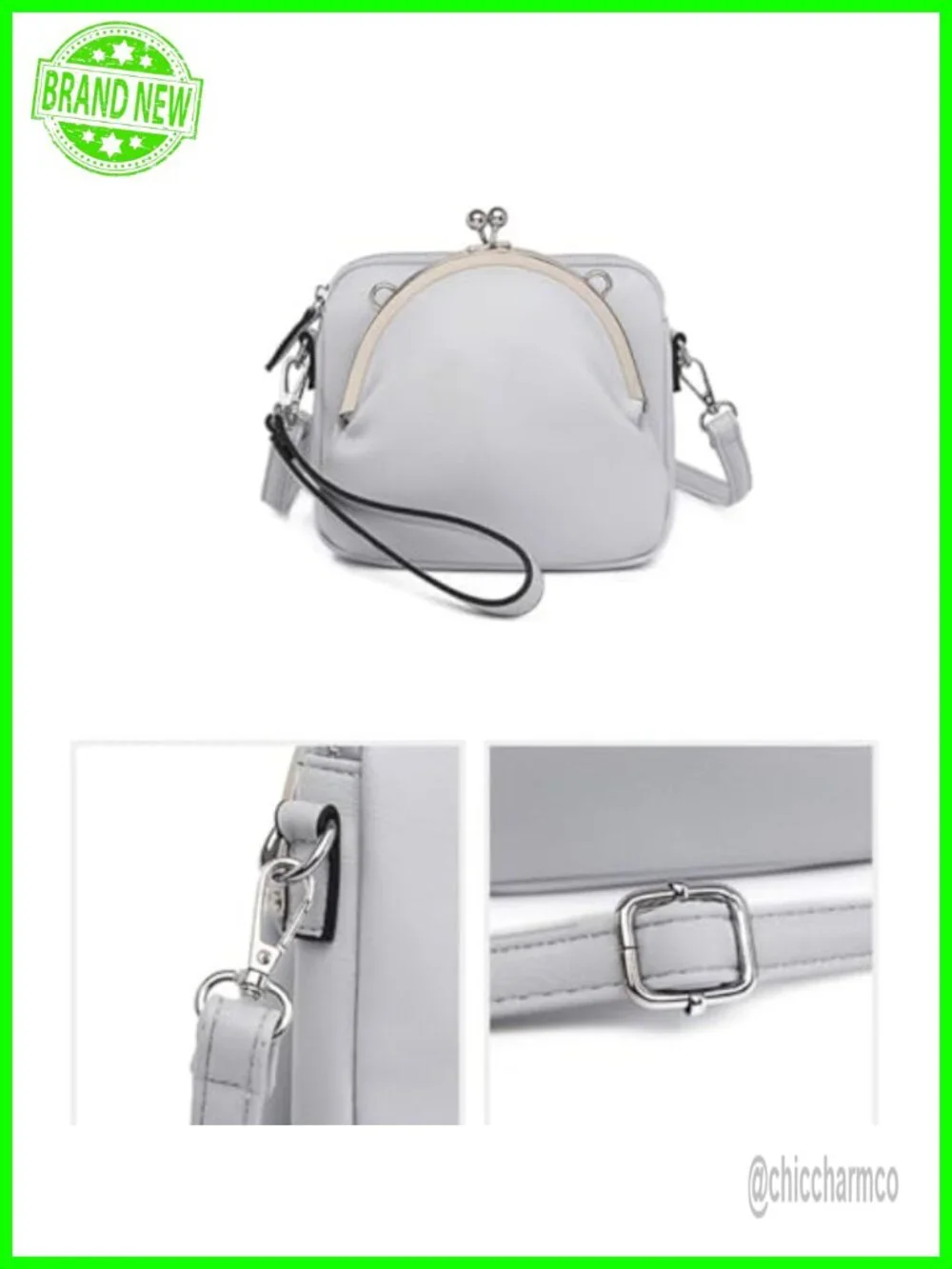 PU Leather Kiss Lock Crossbody Bag Slouchy Hobo Wallet Handbag Tote